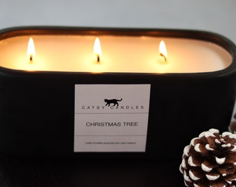 Baguette 4 wick Soy Wax Candle/XMAS Gift/ Handpoured pure soy wax candle/ 1 kg large candle/ Highly scented luxury candle/ XMAS Scents