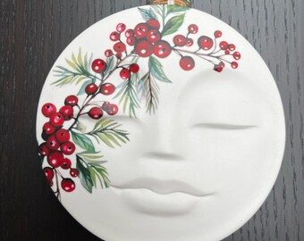 Berries Moon Face Reed Diffuser Set: Hand-made Jesmonite Vase