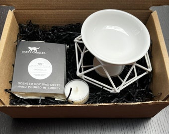 Geometric Metal Wax Melt Burner Gift Set: Soy Wax Melts