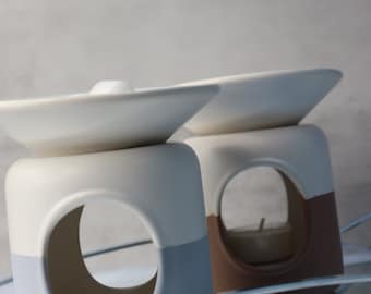 Two-Tone Ceramic Wax Burner with Separable Dish