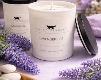 Lavender Spa Soy Candle – Lavender Candle, Aromatherapy Candle, Relaxing Spa Candle, Hand Poured Soy Wax Candle, Self Care Gift