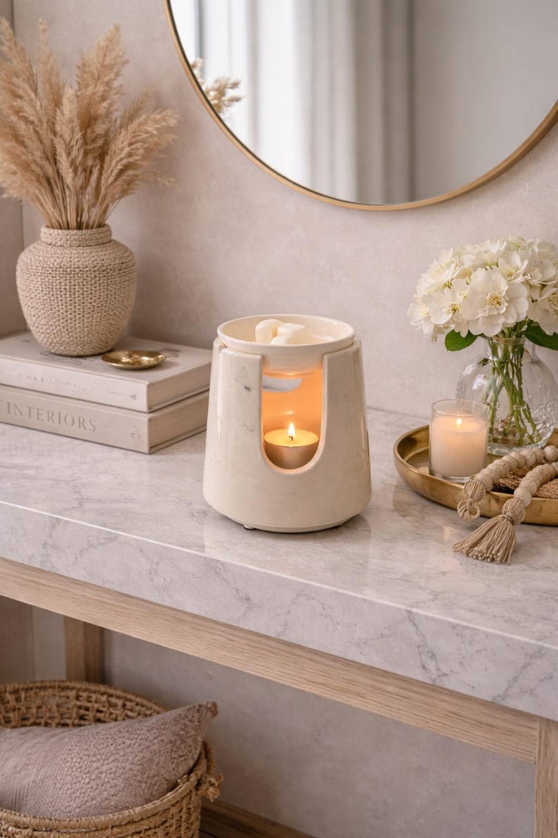 Handmade Ceramic Wax Melt Burner: Oxford Marble Effect Oil Burner imagem 13