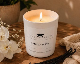 Vanilla Bliss Soy Candle | Luxury Vanilla Scent |Woody Home Fragrance | Handmade Phthalates free candle