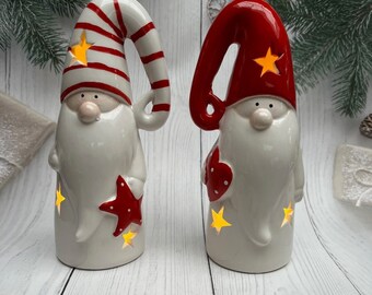 Nordic Gonk Led light Holders/ Ceramic/ Xmas Gifts/ Xmas Hat Gnome Trend / 2 sizes available