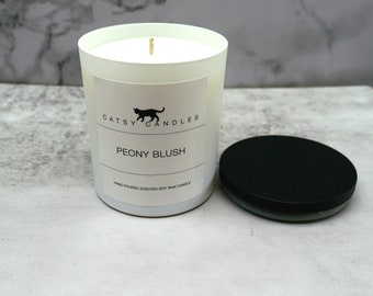 Peony Blush Soy Wax Candle: Handmade Floral Scented Candle