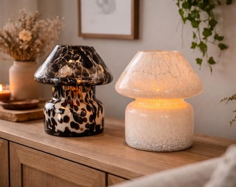 Hand Blown Glass Mushroom Candle Lamp: Soy Wax 3-Wick Candle