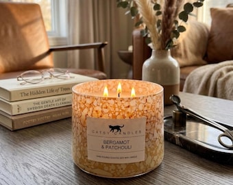 Luxury 3 Wick Soy Candle | Handmade Scented Soy Wax Candle | Home Fragrance Candle | Colourful Marbled Jar Candle | Gift for Her