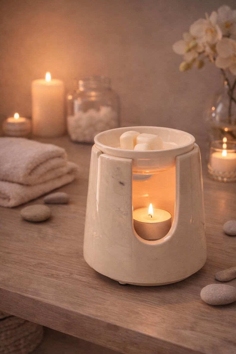 Handmade Ceramic Wax Melt Burner: Oxford Marble Effect Oil Burner imagem 12