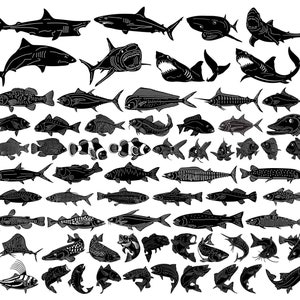 Fishes, Tuna, Shark, Bass, Trout, Salmon-DXF files and SVG cut ready for cnc machines, laser cutting and plasma cutting
