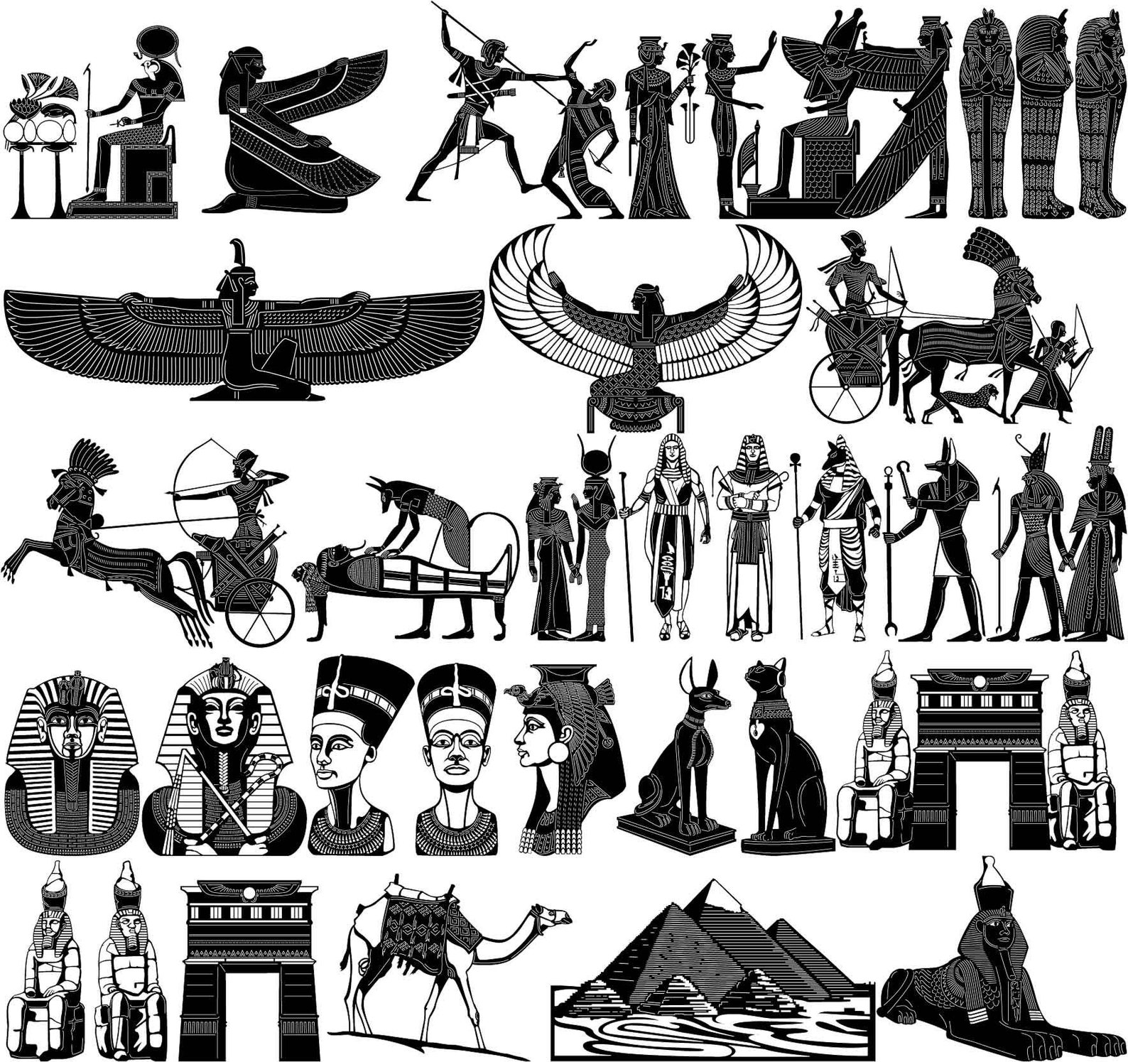 Ancient Egyptian Pharaohs dxf Files And SVG Cut Ready For Cnc Machines