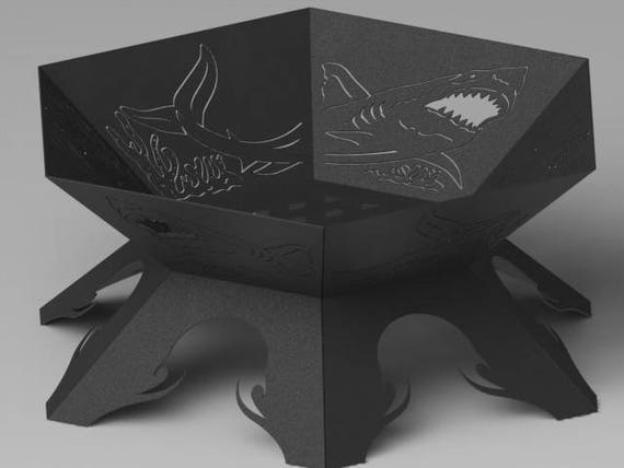 Fire Pit Hexagon Shark Fish And Coral Reef Dxf Files Cut Ready Etsy