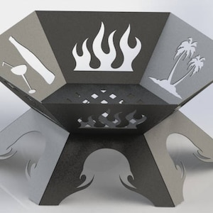 Alberi esagonali di Fire Pit e file DXF di bottiglie di succo tagliati pronti per macchine cnc, taglio laser e taglio al plasma