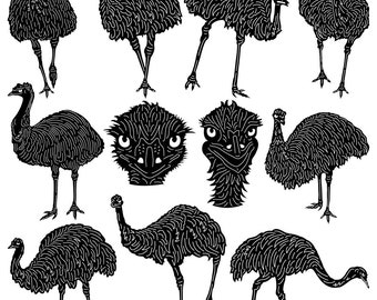 Australian Emu Birds-DXF files and SVG cut ready for cnc machines, laser cutting and plasma cutting