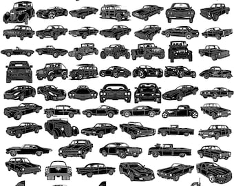 Cars Classic, Hot Road, Muscle, Modern, Truck and 4x4-DXF files and SVG cut ready for cnc machines, laser cutting and plasma cutting