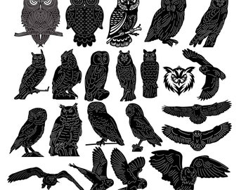 Owls Birds-DXF files and SVG cut ready for cnc machines, laser cutting and plasma cutting