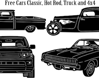 Cars Classic, Hot Road, Muscle, Modern, Truck and 4x4-DXF files cut ready for cnc machines, laser cutting and plasma cutting