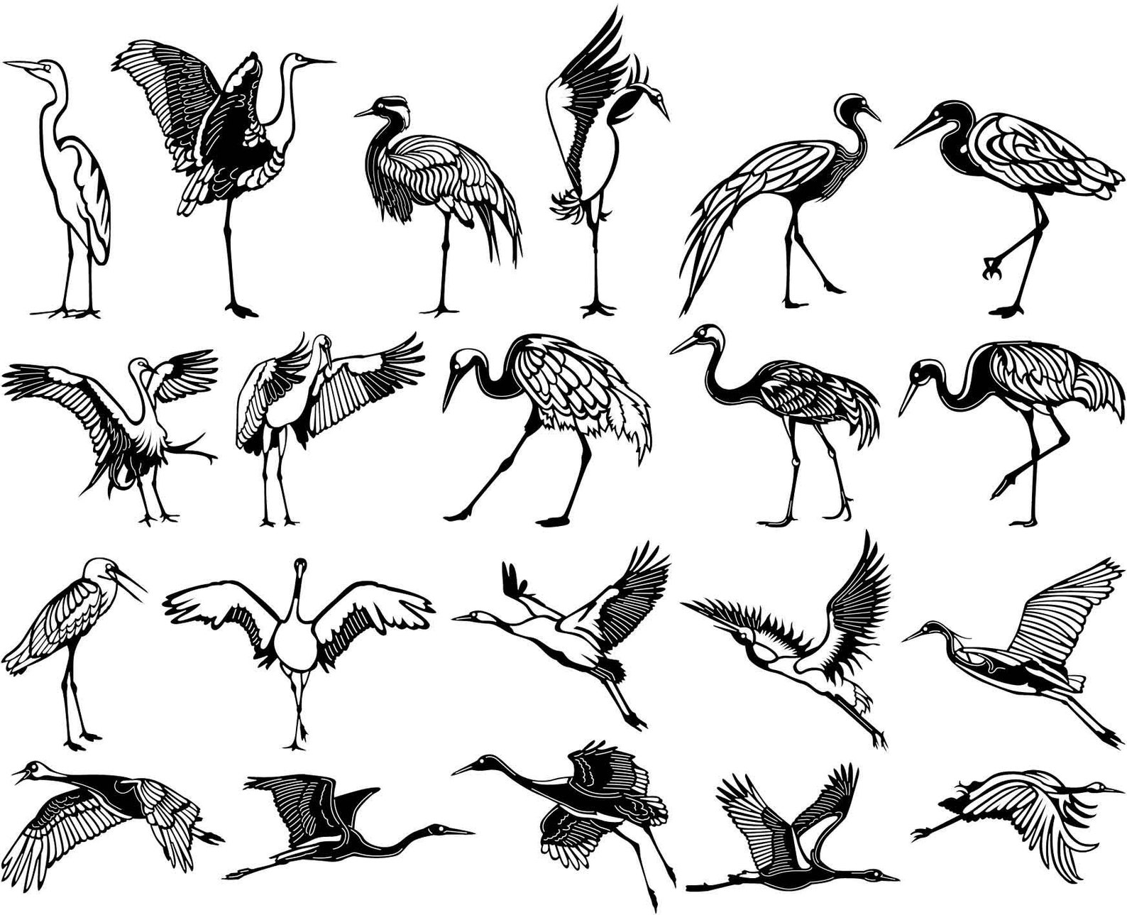 Crane Long Necked Birds Song-dxf Files and SVG Cut Ready for Cnc ...