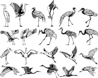 Crane Long Necked Birds Song-DXF files and SVG cut ready for cnc machines, laser cutting and plasma cutting