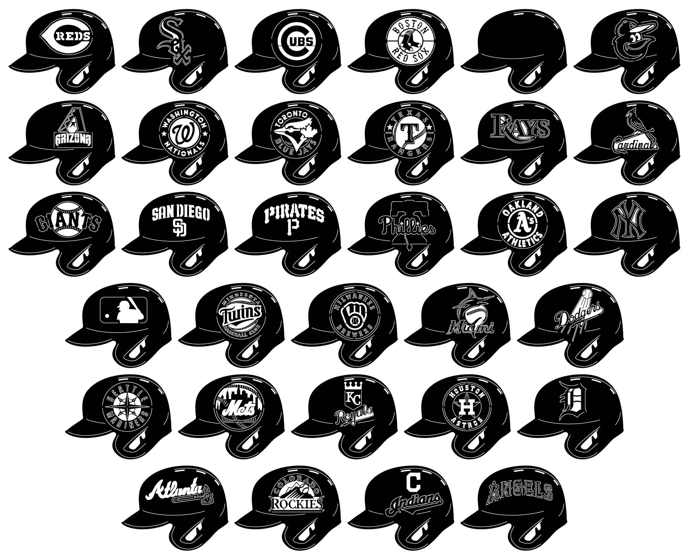 American MLB Teams Batting HelmetsDXF files and SVG cut ready Etsy