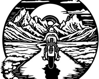 Motorcycle and Chopper Raider Scene DXF SVG Files-Laser and Plasma Cut Clipboard Files-CNC Rrouter Files for Wood-Metal Wall and Garden Art