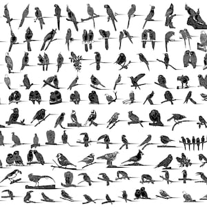 Oiseaux sur des branches avec des fichiers DXF de pointes d'arbres et des fichiers SVG prêts pour les machines cnc, la découpe laser et la découpe plasma