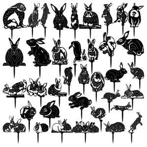 File DXF di Rabbit e Bunny Garden Stakes e SVG pronti per macchine cnc, taglio laser e taglio al plasma
