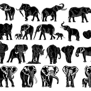 Archivos Elephants-DXF y corte SVG listos para máquinas cnc, corte por láser y corte por plasma