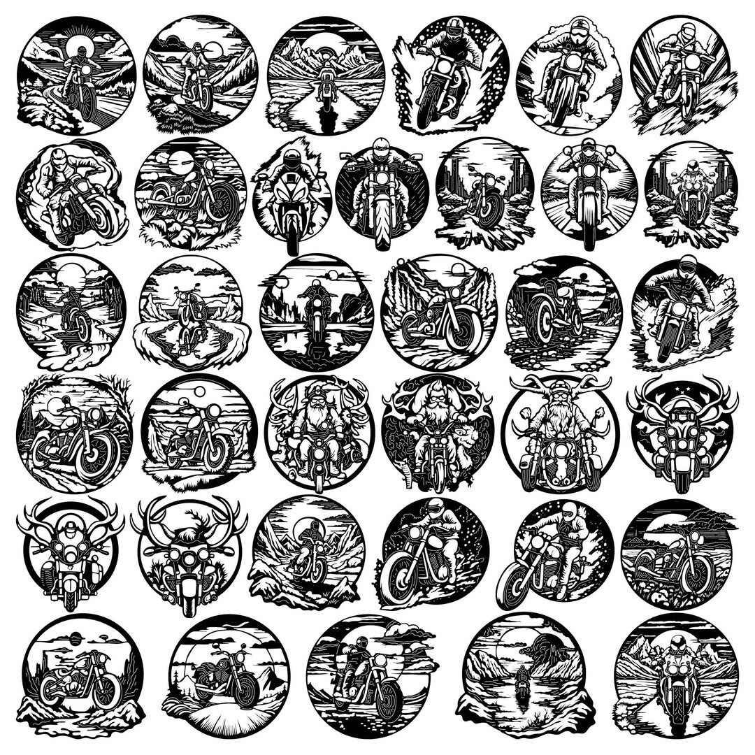 Motorcycle Router Template Motorcycle Scene DXF SVG Files: Laser Cut CNC Router Art - Etsy