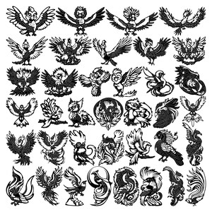 Phoenix Bird-DXF-bestanden en SVG-gesneden klaar voor cnc-machines, laser, houtbewerking, Cricut en plasmasnijden