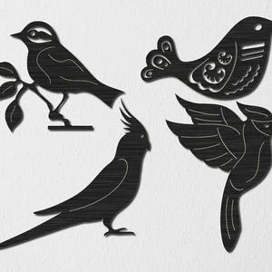 Bird on Branch, Cardinal, Cocktail en Ornaments Bird-DXF-bestanden, klaar gesneden voor cnc-machines, lasersnijden en plasmasnijden