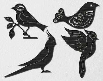 Bird on Branch, Cardinal, Cocktail and Ornaments Bird-DXF files cut ready for cnc machines, laser cutting and plasma cutting