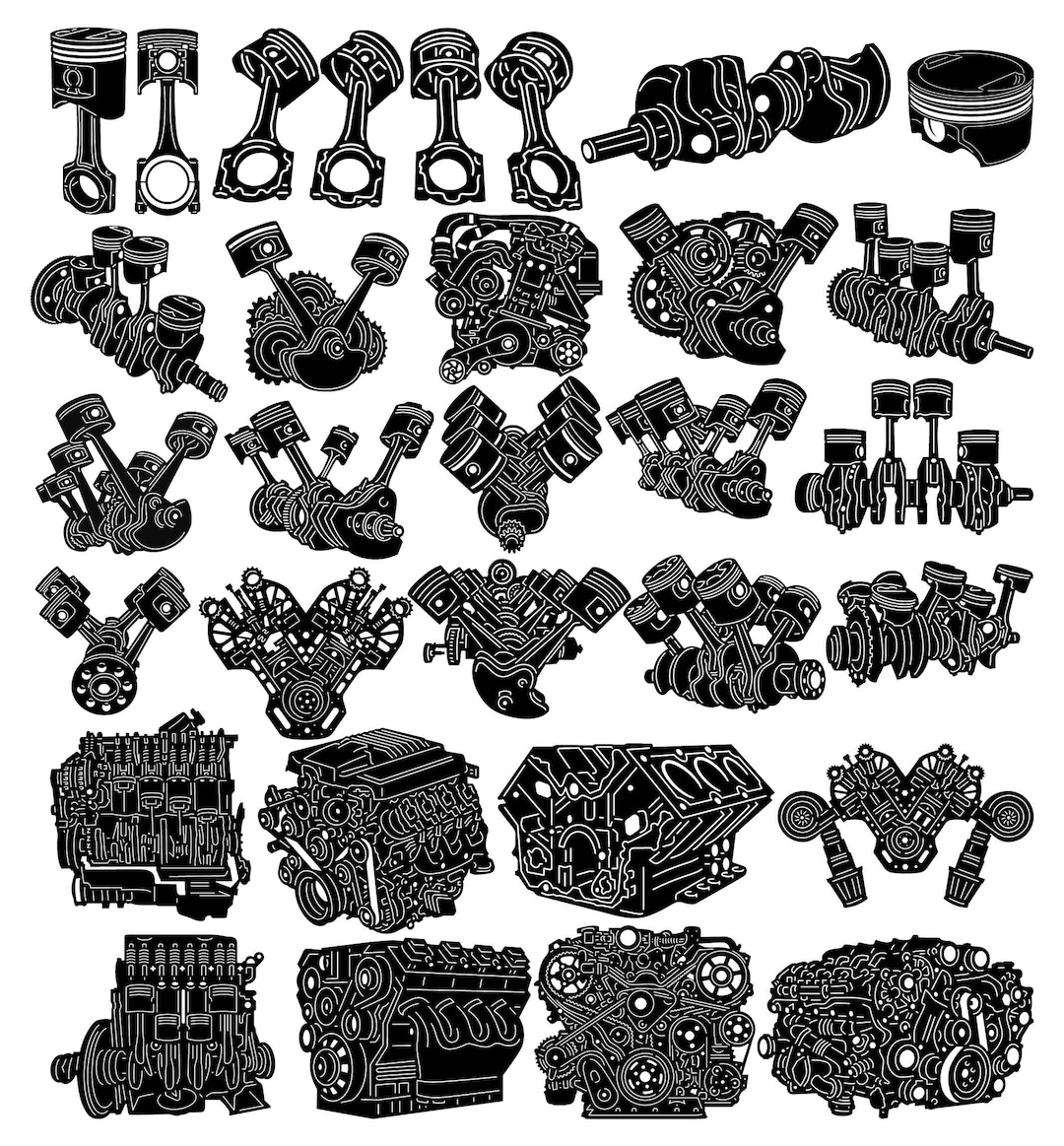 Engine Pistons and Crankshafts: CNC Ready DXF SVG Files - Etsy