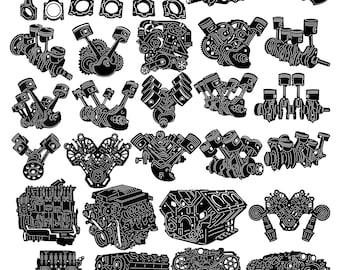 Motorkolben und Kurbelwellen: CNC-bereite DXF-SVG-Dateien