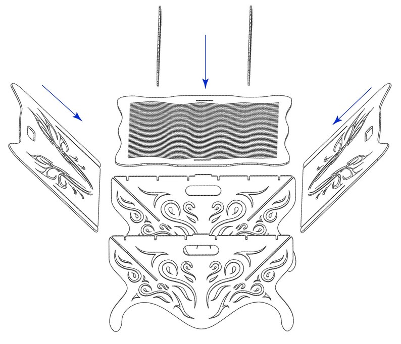 Чертежи мангала для лазерной резки в формате dxf