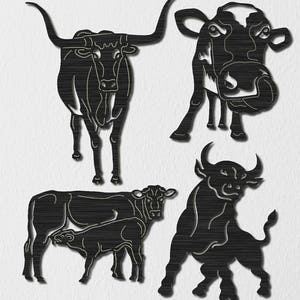 Bull, Longhorn, Cow and Calf-DXF files cut ready for cnc machines, laser cutting and plasma cutting