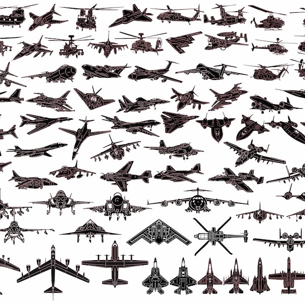 Military Aircraft-DXF files and SVG cut ready for cnc machines, laser cutting and plasma cutting