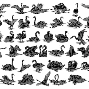 Swan Birds DXF SVG Files: CNC Laser Plasma Cut Ready