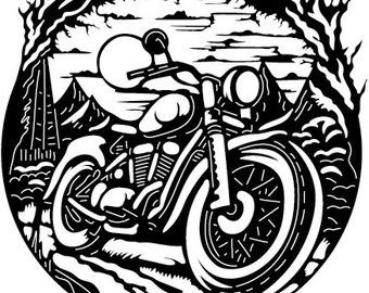 Motorcycle and Chopper Raider Scene DXF SVG Files-Laser and Plasma Cut Clipboard Files-CNC Rrouter Files for Wood-Metal Wall and Garden Art