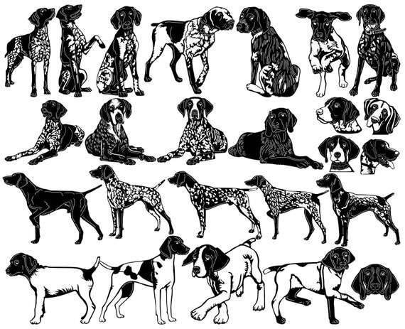 German Shorthaired Pointers Dogs-dxf Files and SVG Cut Ready - Etsy