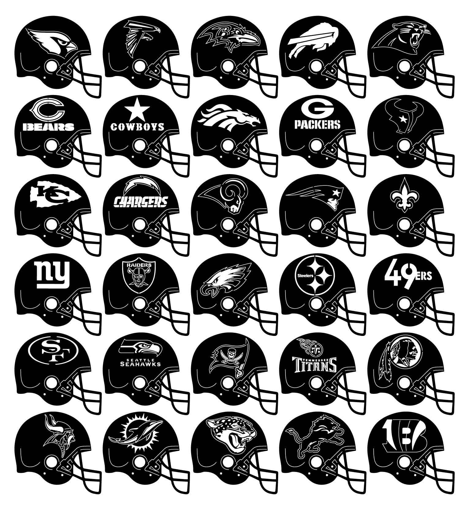 American NFL Teams Logos HelmetsDXF files and SVG cut ready Etsy