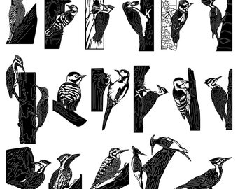 Woodpecker Bird-DXF files and SVG cut ready for cnc machines, laser cutting and plasma cutting