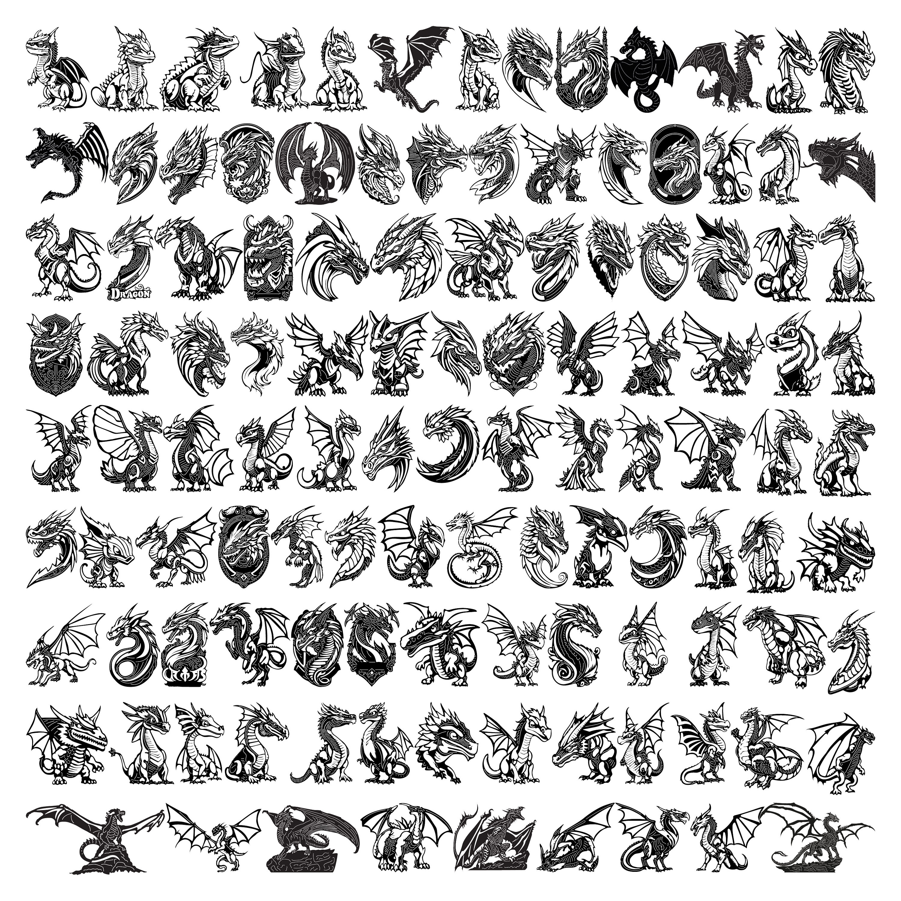Roaring Dragons-dxf Files and SVG Cut Ready for Cnc Machines
