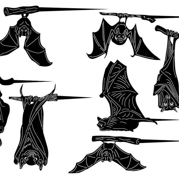 Wild Night Bats on Branch with Tree Spikes-DXF files and SVG cut ready for cnc machines, laser cutting and plasma cutting