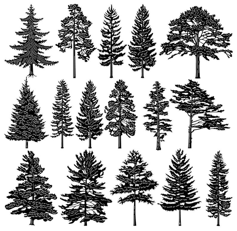 Pine Trees-dxf Files and SVG Cut Ready for Cnc Machines, Laser Cutting ...