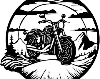 Motorcycle and Chopper Raider Scene DXF SVG Files-Laser and Plasma Cut Clipboard Files-CNC Rrouter Files for Wood-Metal Wall and Garden Art