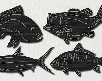 Fishes Tuna and Bass-DXF files cut ready for cnc machines, laser cutting and plasma cutting
