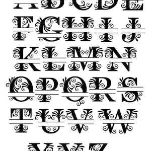 Ornements de lettres monogramme royal divisé : fichiers de coupe DXF SVG