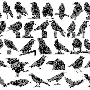 Crows and Raven Birds-DXF files and SVG cut ready for cnc machines, laser cutting and plasma cutting