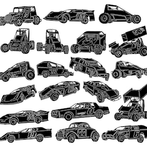 Cars Dirt Race Sport-DXF-bestanden en SVG-snit klaar voor cnc-machines, lasersnijden en plasmasnijden