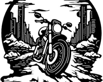 Motorcycle and Chopper Raider Scene DXF SVG Files-Laser and Plasma Cut Clipboard Files-CNC Rrouter Files for Wood-Metal Wall and Garden Art